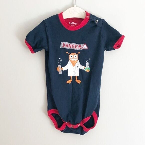 Hatley Mad Monster Scientist Onesie Navy Blue Funny Baby - Picture 1 of 8